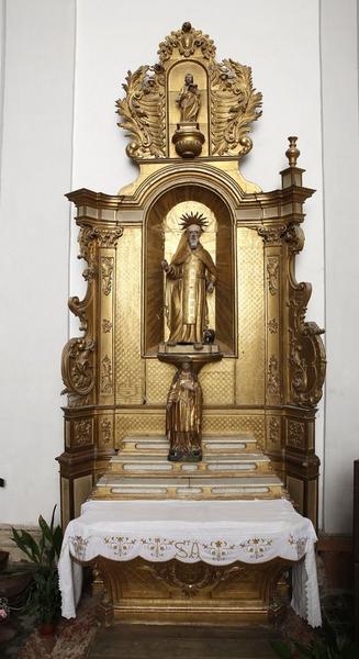 retable de saint Antoine-Ermite, gradins d'autel, statues : saint Antoine ermite, vue générale - © Ministère de la Culture (France), Conservation des antiquités et des objets d’art des Pyrénées-Orientales, tous droits réservés