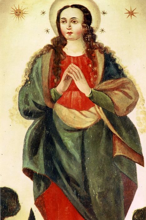 tableau (panneau peint) : Immaculée Conception, vue partielle - © Ministère de la Culture (France), Centre de conservation et de restauration du patrimoine des Pyrénées-Orientales – Tous droits réservés