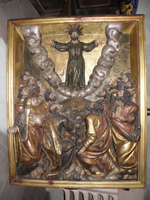 bas-relief du retable du Rosaire : l'Ascension - © Ministère de la Culture (France), Centre de conservation et de restauration du patrimoine des Pyrénées-Orientales – Tous droits réservés