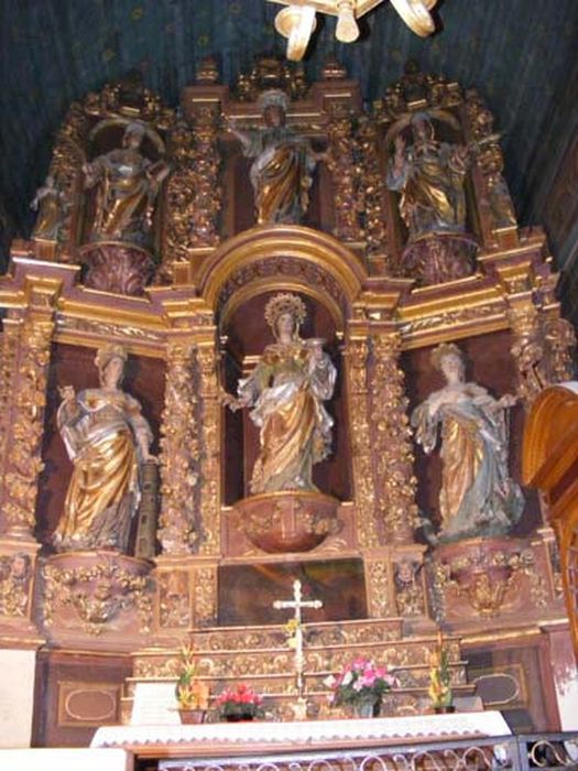 autel, retable de sainte Lucie, statues : sainte Catherine d'Alexandrie, sainte Agnès, sainte Agathe, sainte Barbe, sainte Lucie et sainte Marthe