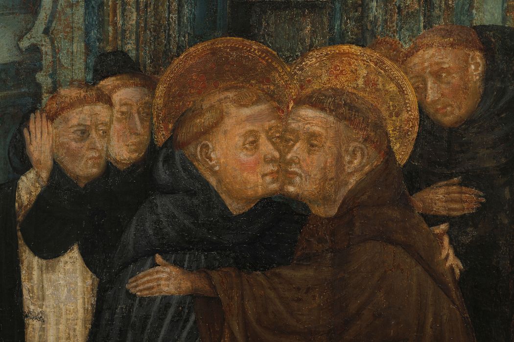 tableau : Vision de saint Dominique, la Rencontre saint Dominique avec saint François, détail - © Ministère de la Culture (France), Centre de conservation et de restauration du patrimoine des Pyrénées-Orientales – Tous droits réservés