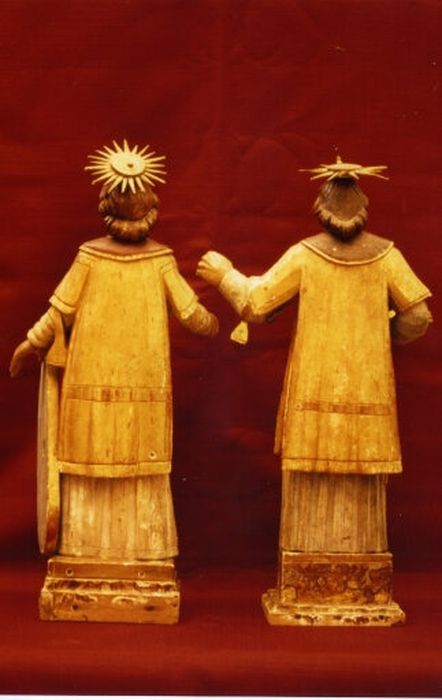 statues-reliquaires : Saint Etienne et Saint Vincent (revers) - © Ministère de la Culture (France), Centre de conservation et de restauration du patrimoine des Pyrénées-Orientales – Tous droits réservés