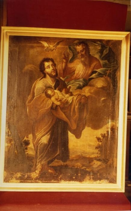 tableau : Saint Joseph présentant l'Enfant Jésus à Dieu le Père - © Ministère de la Culture (France), Centre de conservation et de restauration du patrimoine des Pyrénées-Orientales – Tous droits réservés