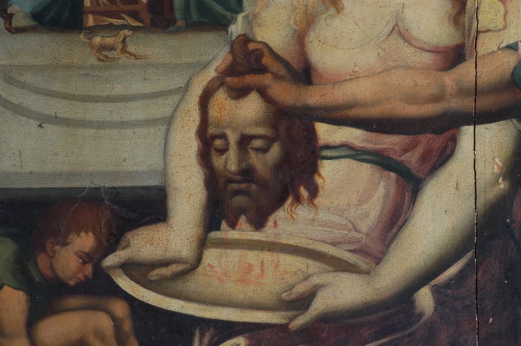tableau : Décollation de saint Jean-Baptiste, détail - © Ministère de la Culture (France), Centre de conservation et de restauration du patrimoine des Pyrénées-Orientales – Tous droits réservés