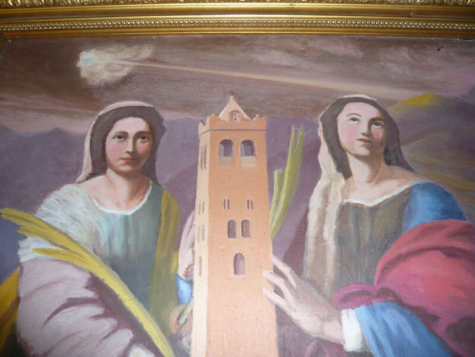 tableau : Sainte Juste et Sainte Ruffine, vue partielle - © Ministère de la Culture (France), Centre de conservation et de restauration du patrimoine des Pyrénées-Orientales – Tous droits réservés
