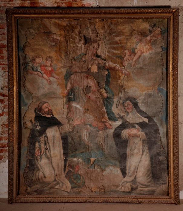 tableau : Vierge remettant le Rosaire à sainte Catherine de Sienne et à saint Dominique