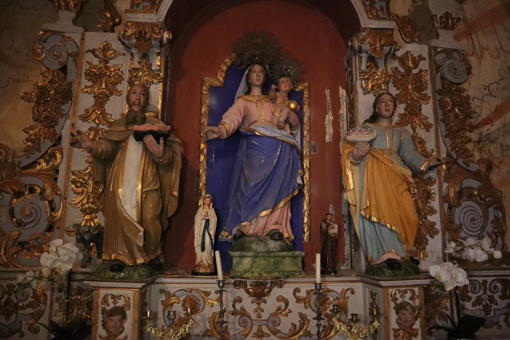 statues : Saint Antoine, Vierge à l’Enfant, saint Lucie