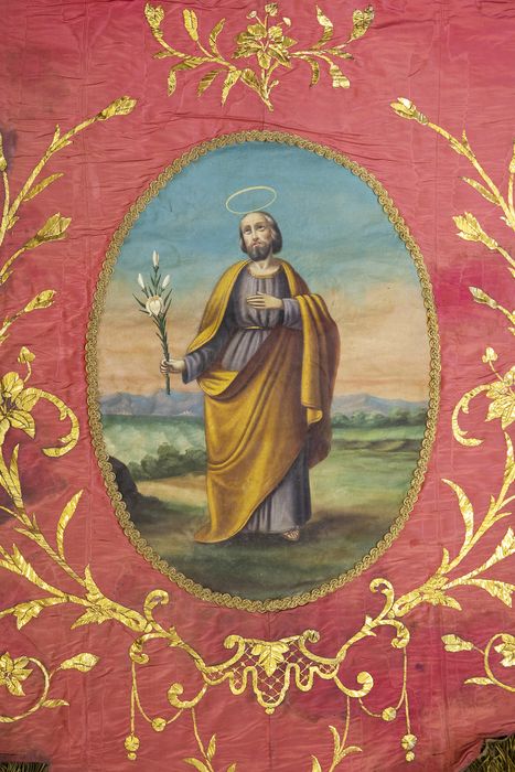 bannière de procession : Saint Joseph, détail - © Ministère de la Culture (France), Conservation des antiquités et des objets d’art du Rhône – Tous droits réservés 