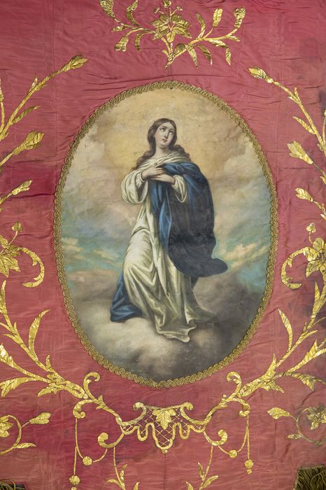 bannière de procession : Assomption de la Vierge, détail - © Ministère de la Culture (France), Conservation des antiquités et des objets d’art du Rhône – Tous droits réservés 