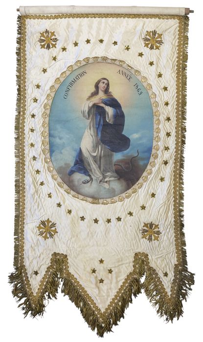 bannière de procession : Vierge triomphante - © Ministère de la Culture (France), Conservation des antiquités et des objets d’art du Rhône – Tous droits réservés