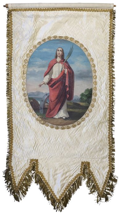 bannière de procession : Sainte Catherine - © Ministère de la Culture (France), Conservation des antiquités et des objets d’art du Rhône – Tous droits réservés 