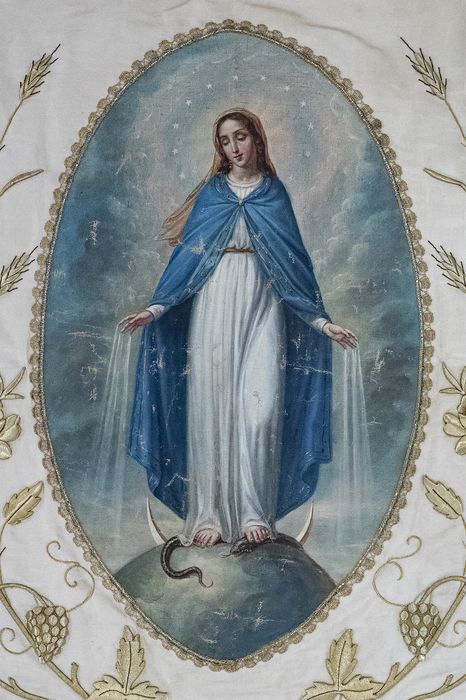 bannière de procession : Vierge de l’Immaculée Conception, détail