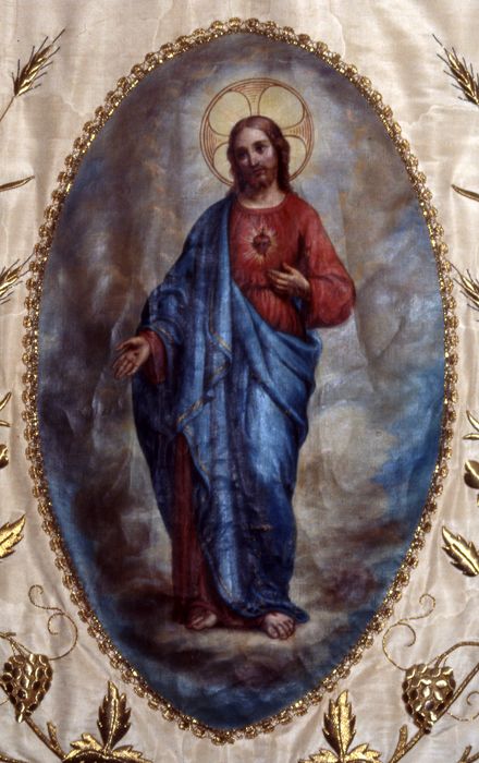 bannière de procession : Christ du Sacré-Coeur, détail