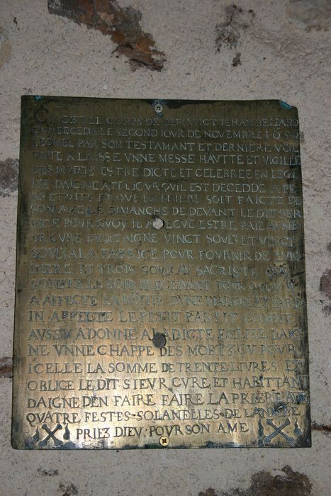 plaque funéraire de Jéhan Beliard