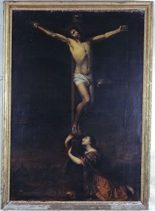 tableau : Sainte Madeleine au pied de la croix - © Ministère de la Culture (France), Conservation des antiquités et des objets d’art de la Sarthe - Tous droits réservés