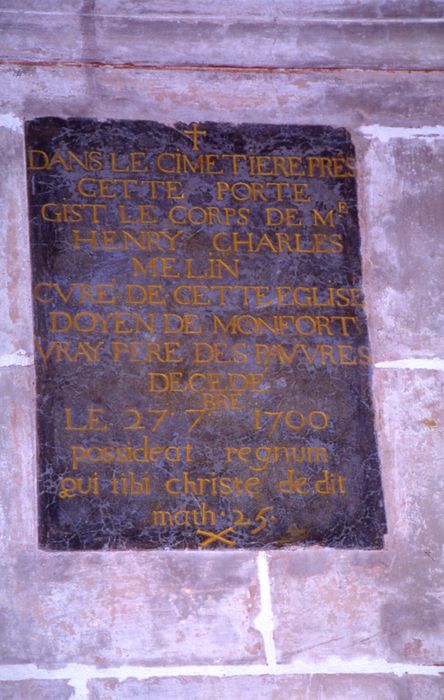 plaque funéraire de Henry Charles Melin - © Ministère de la Culture (France), Conservation des antiquités et des objets d’art de la Sarthe - Tous droits réservés