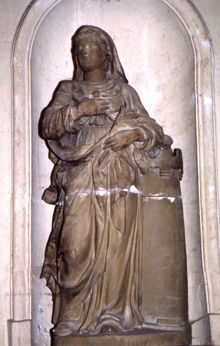 statue : Sainte Barbe - ©  Ministère de la Culture (France), Conservation des antiquités et des objets d’art de la Sarthe - Tous droits réservés