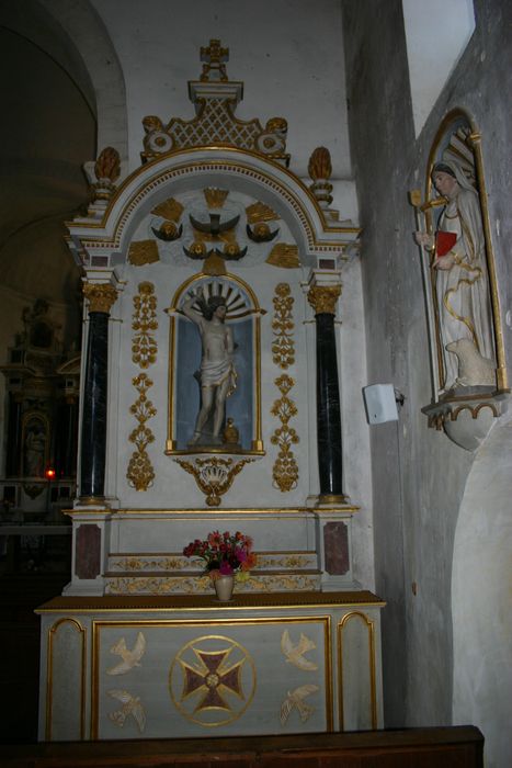 retable latéral sud, statue : Saint Sébastien