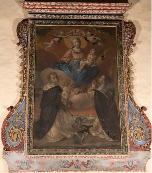 tableau : Remise du Rosaire à saint Dominique et sainte Catherine de Sienne - © Ministère de la Culture (France), Conservation des antiquités et des objets d’art de Savoie – Tous droits réservés 