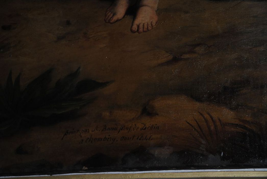 tableau : Vierge à l'Enfant et saint Jean-Baptiste, détail de la signature