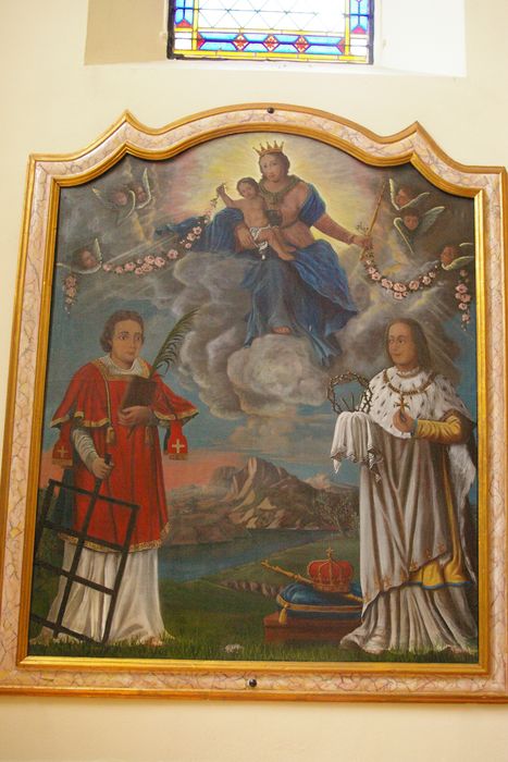 tableau : Vierge à l’Enfant avec saint Laurent et saint Louis - © Ministère de la Culture (France), Conservation des antiquités et des objets d’art de Haute-Savoie – Tous droits réservés