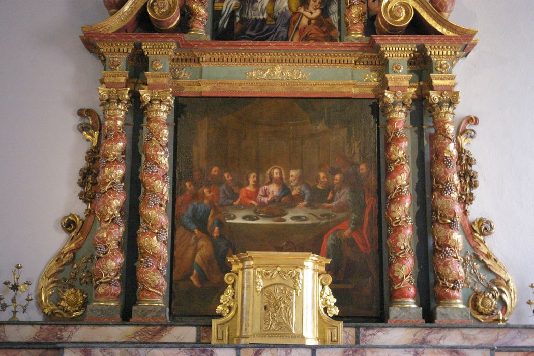 tableau du retable du maître-autel : Cène (la) - © Ministère de la Culture (France), Conservation des antiquités et des objets d’art de Haute-Savoie – Tous droits réservés 