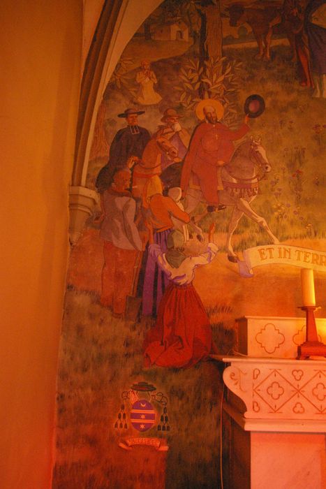 peinture monumentale (peintures murales) du choeur : Visitation, Saint François de Sales, vue partielle
