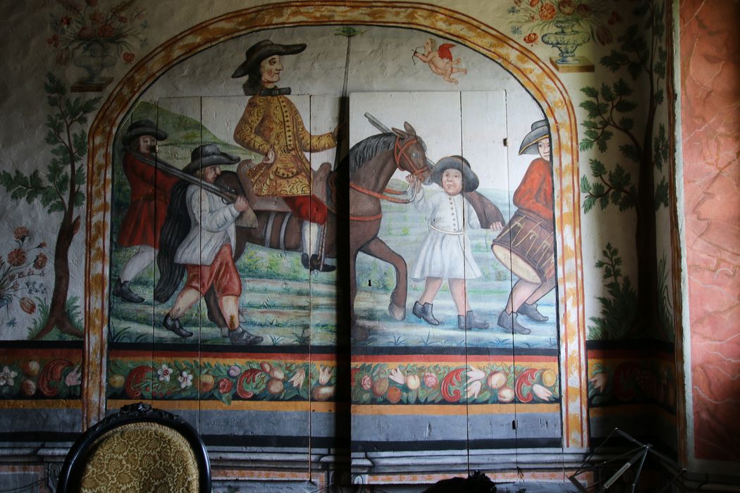 peintures monumentales : Scènes de Don Quichotte et Sancho Pansa, vue partielle - © Ministère de la Culture (France), Conservation des antiquités et des objets d’art de Haute-Savoie – Tous droits réservés