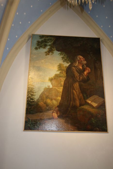 tableau (toile peinte) : Saint Germain priant dans la grotte
