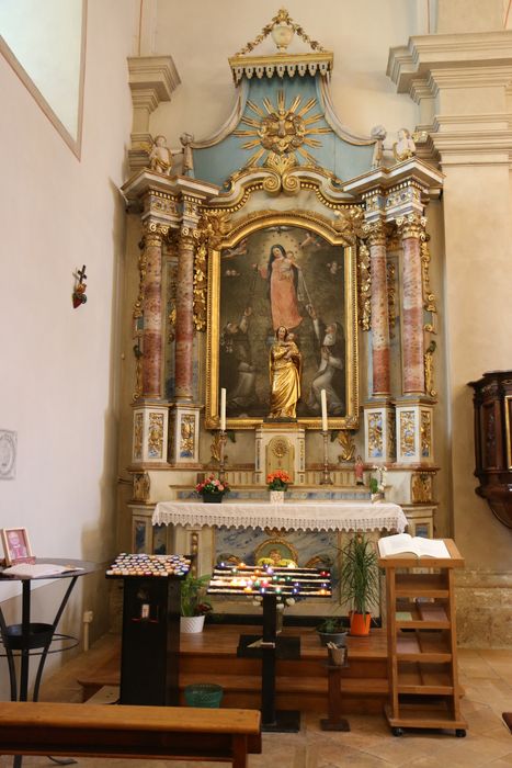 autel, retable latéral nord, tableau : Remise du rosaire