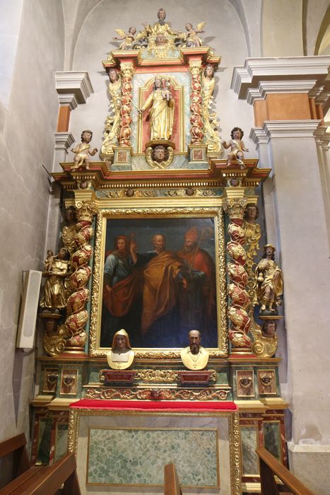 retable, tableau : Saint Pierre, un évêque et un autre personnage