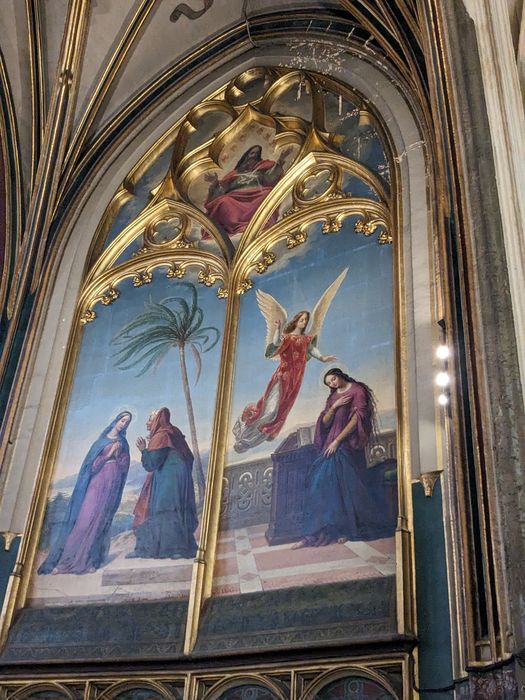 peinture monumentale de la chapelle de la Vierge : L'Annonciation, La Visitation