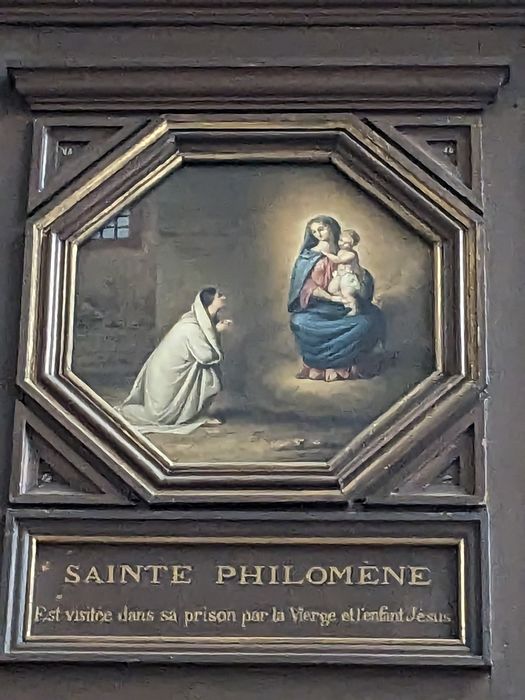 tableau : Sainte Philomène visitée dans sa prison par la Vierge et l'Enfant Jésus