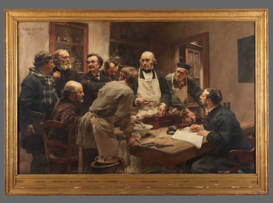 Tableau : Claude Bernard entouré de ses collaborateurs (ou : La leçon de Claude Bernard)