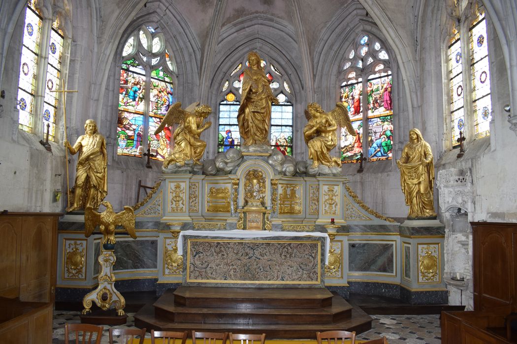 maître-autel, retable, statues, devant d'autel