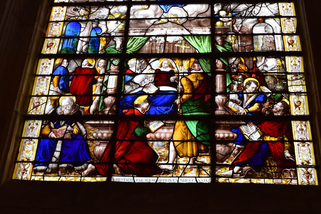 verrière : Dormition et Couronnement de la Vierge (baie 1), vue partielle
