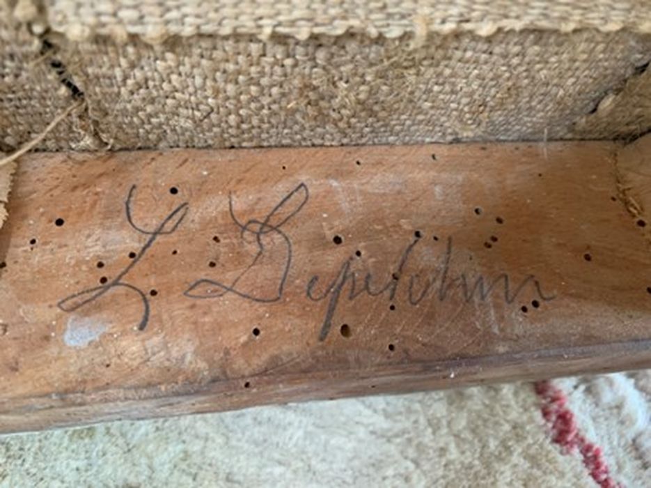 chaise de musicien, détail de l’inscription