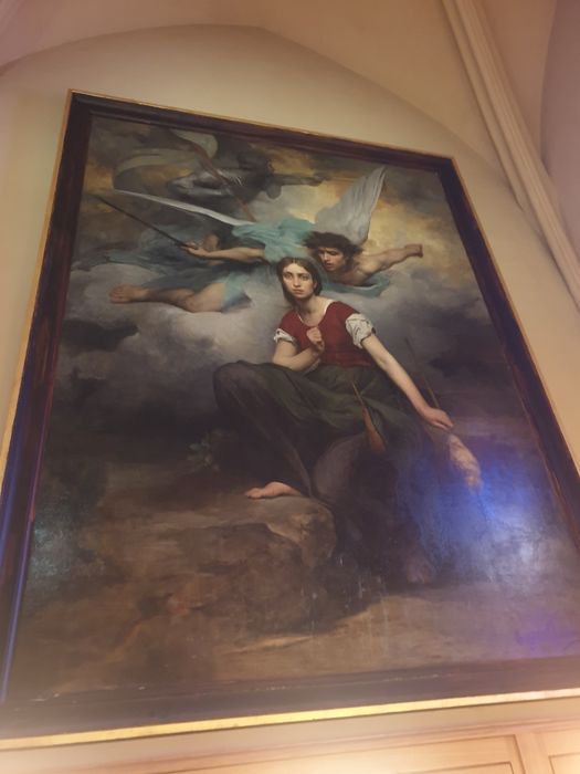 Tableau et son cadre : Jeanne d'Arc écoutant les voix
