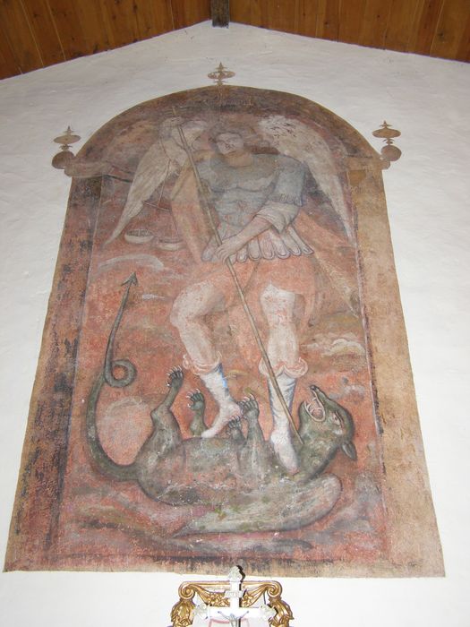 peinture monumentale : saint Michel terrassant le dragon