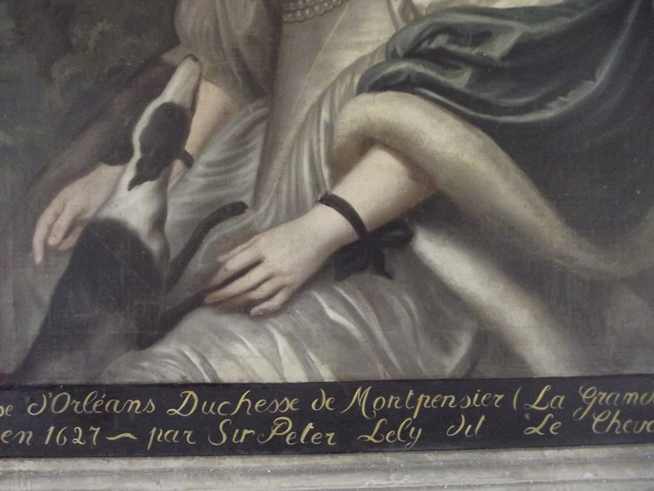 tableau : Anne Marie Louise d'Orléans dite la Grande Mademoiselle, détail de l’inscription