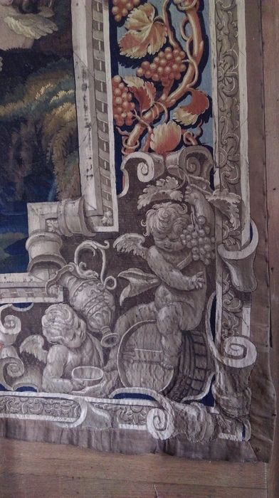 pièce murale : série des amours des dieux : Vénus ou Diane et Adonis, détail
