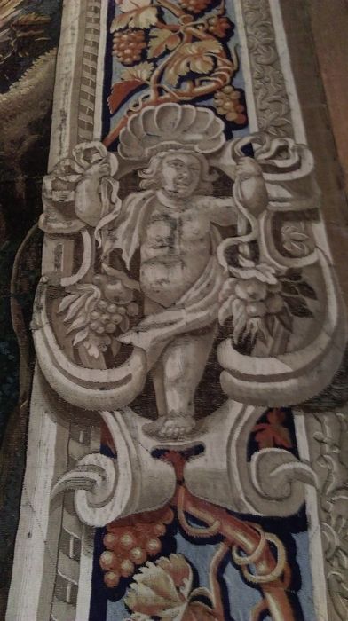 pièce murale : série des amours des dieux : Vénus ou Diane et Adonis, détail