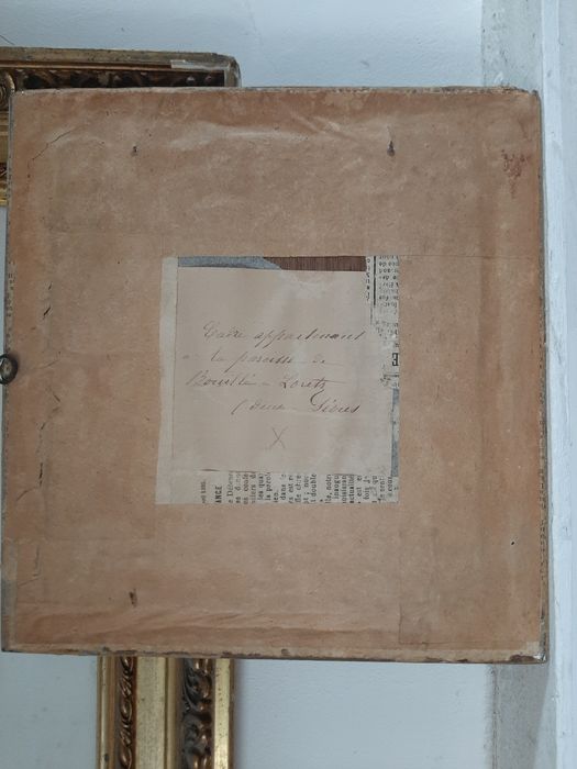 agnus Dei, détail de l’étiquette au verso du cadre