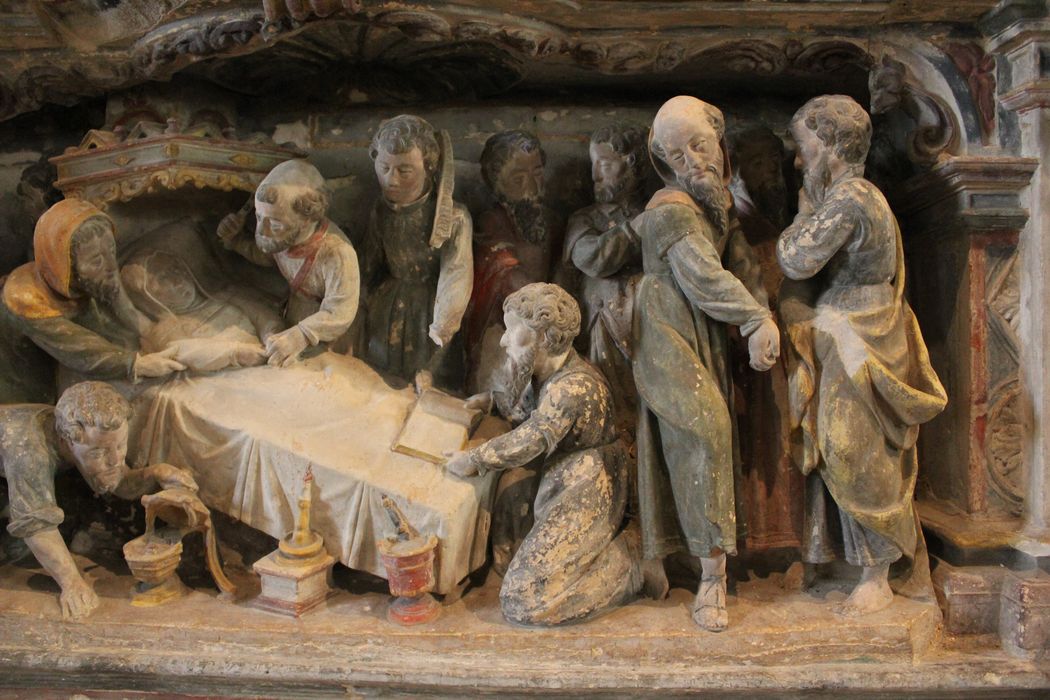 retable : Mort de la Vierge, vue partielle