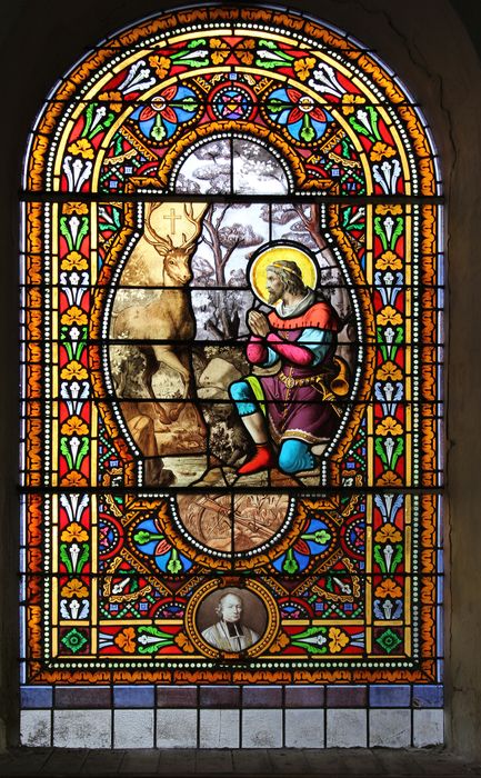 verrière : Saint Hubert - © Ministère de la Culture (France), Conservation des antiquités et des objets d’art de la Somme – Tous droits réservés 