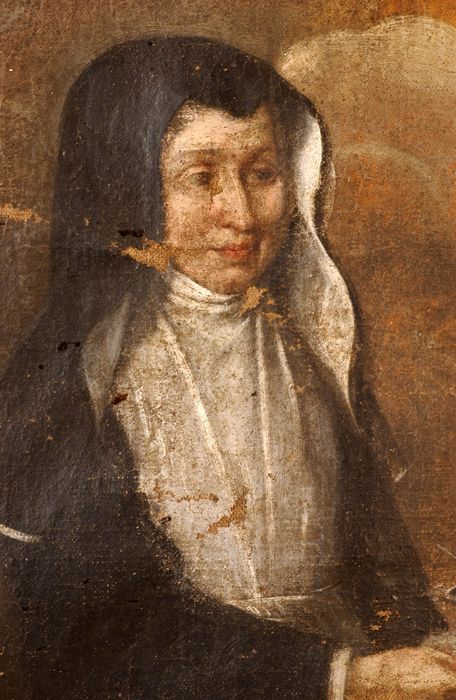 tableau : Une soeur augustine assistant un mourant, détail