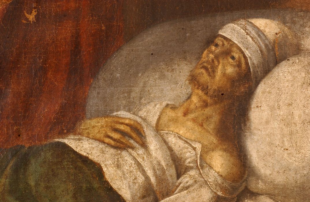 tableau : Une soeur augustine assistant un mourant, détail
