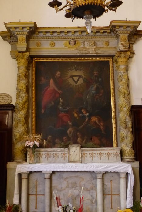 retable dit des Ames du Purgatoire, tableau : la Sainte Trinité, sainte Agathe et les âmes du Purgatoire 