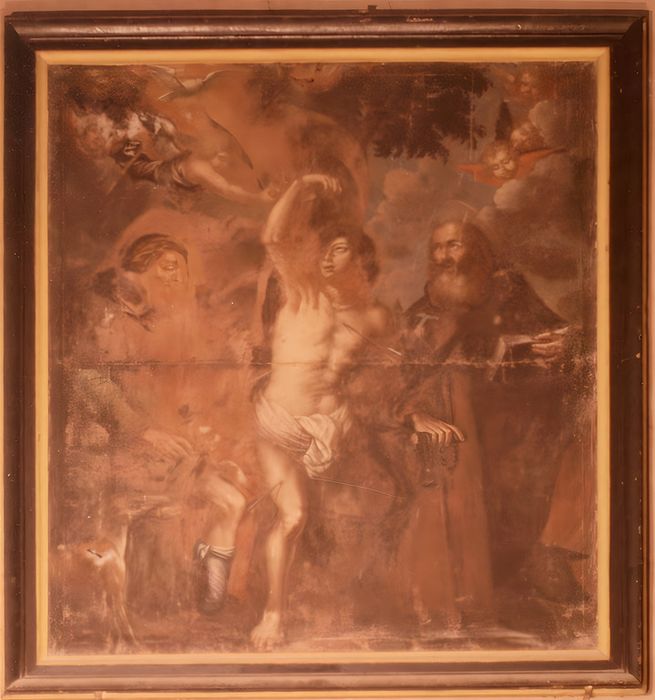 tableau : Saint Roch, saint Sébastien et saint Antoine ermite