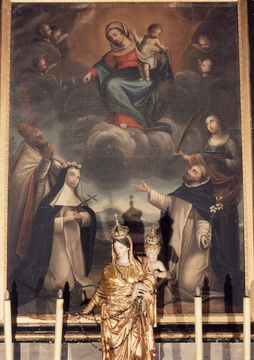 tableau : Vierge au rosaire, Saint Simon et Sainte Thérèse d'Avila